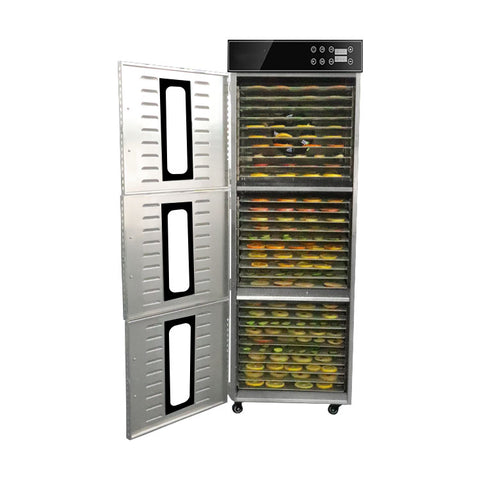 Deshidratador comercial de alimentos de 30/36 capas - Área de secado de 49.03/58.84 pies cuadrados | Tres cámaras de secado independientes | Temporizador digital ajustable 